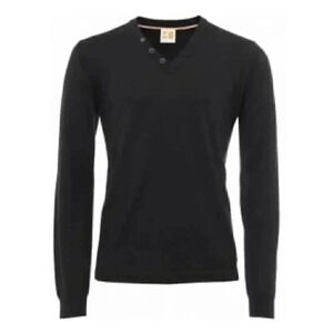 Hugo Boss Orange “Alban” v neck black long sleeve fine knit sweater L